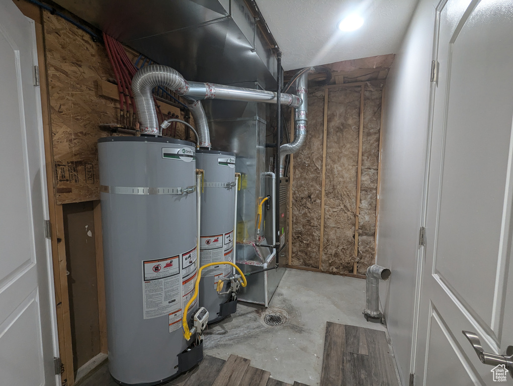 Utilities featuring strapped water heater