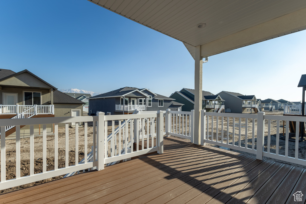 Wooden terrace with a residential view