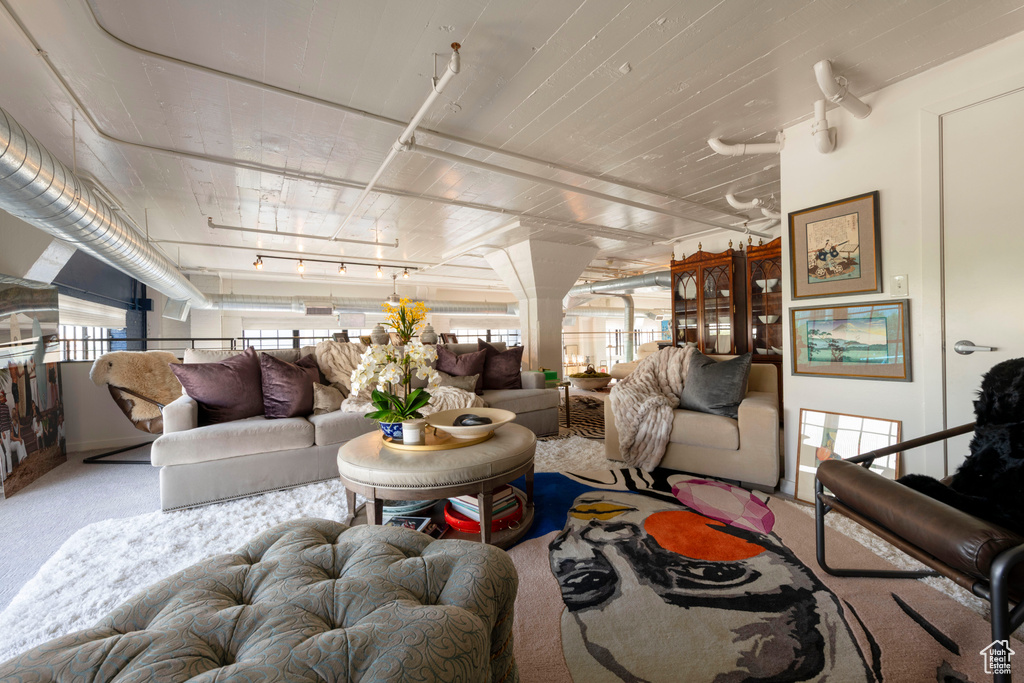 Living room featuring carpet floors