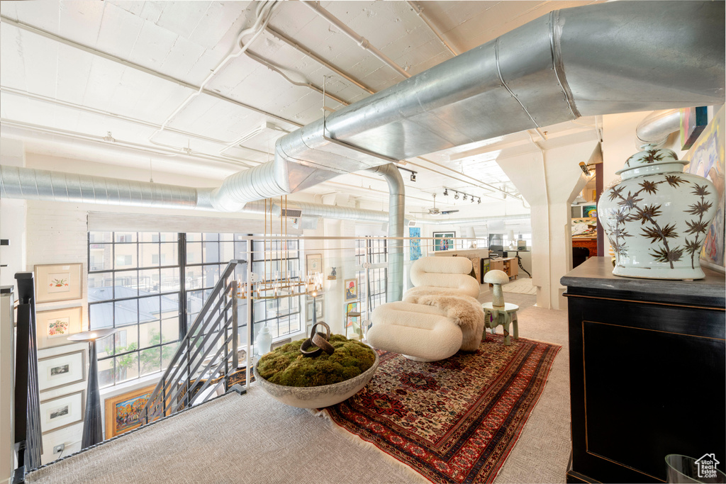 Below grade area featuring carpet
