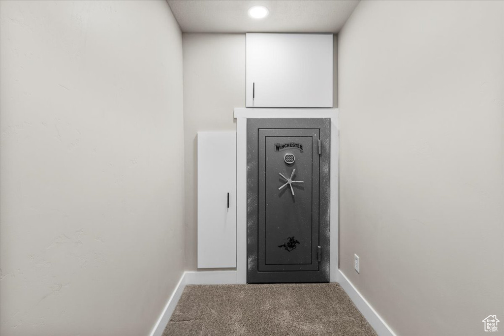 Detailed view of baseboards and carpet floors
