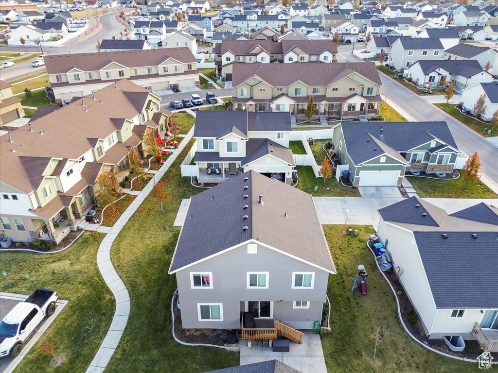 Aerial perspective of suburban area