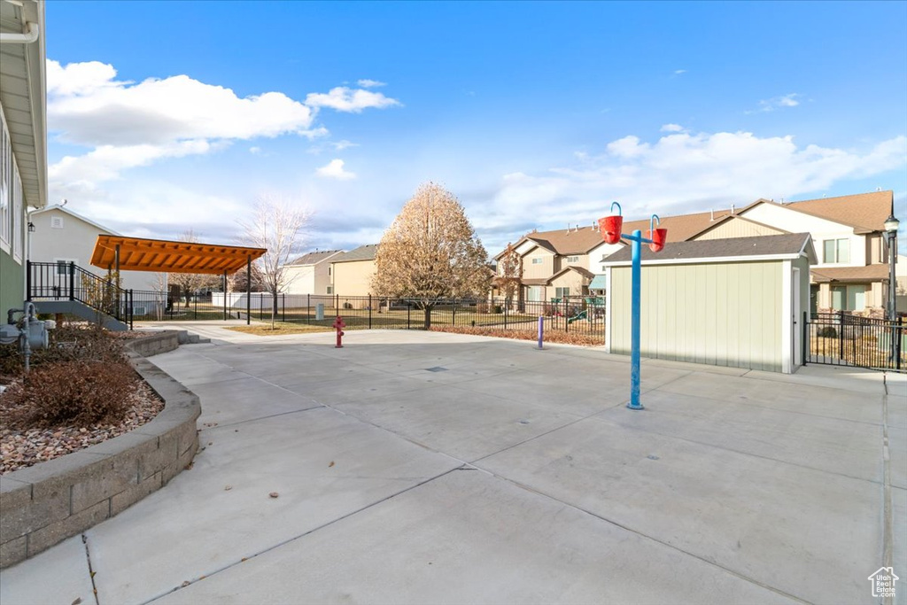 View of community with a residential view and fence