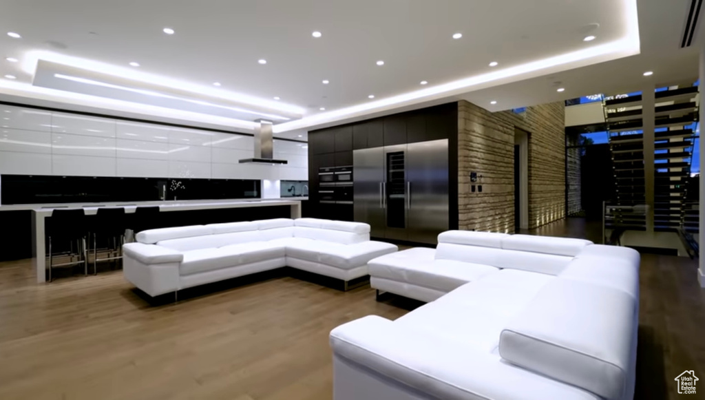 Building lobby with recessed lighting