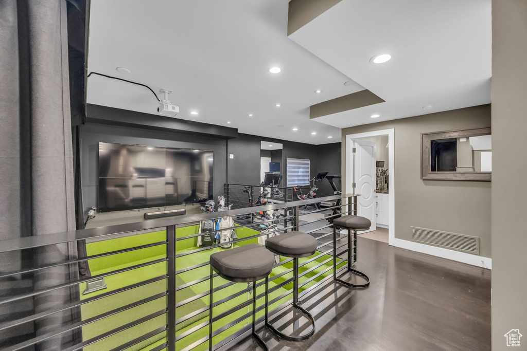 Bar area featuring recessed lighting