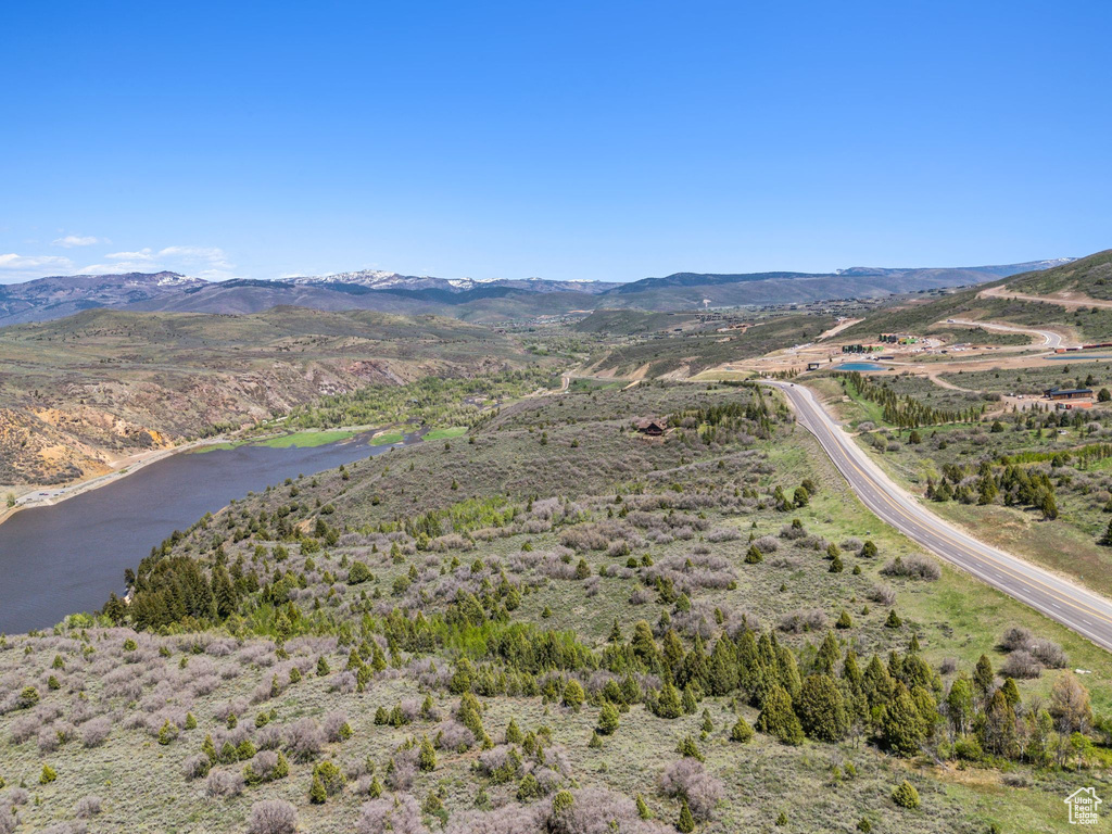 Drone / aerial view of a water and mountain view