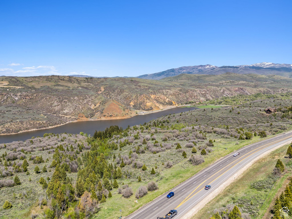 Drone / aerial view of a water and mountain view