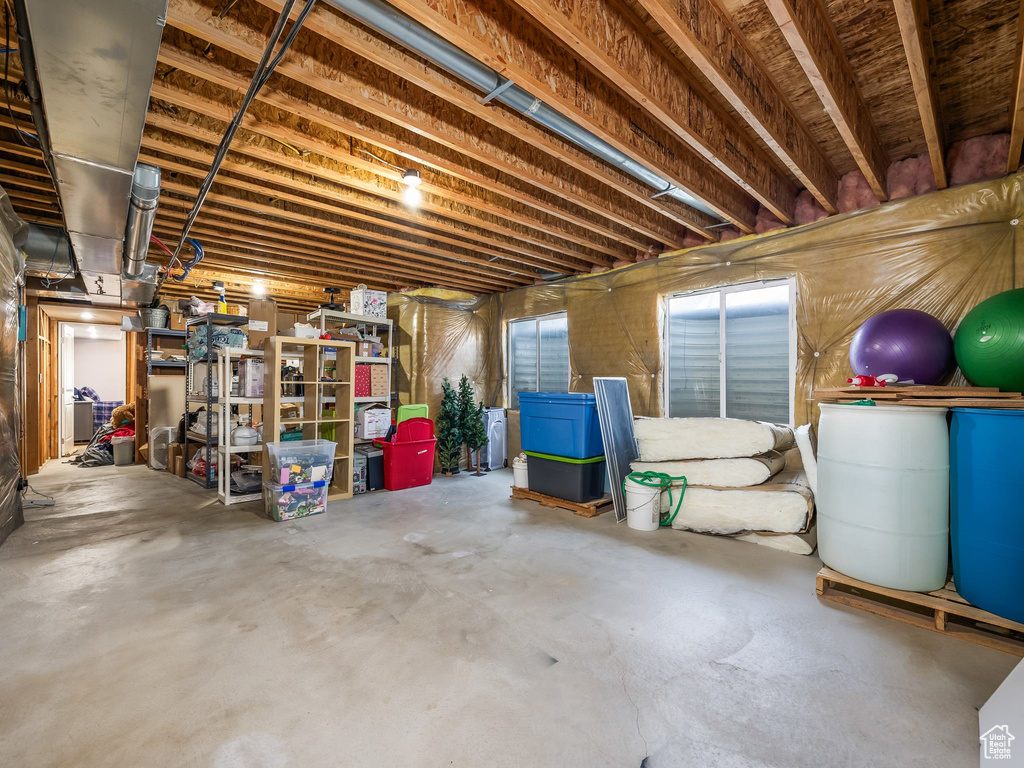 View of unfinished basement