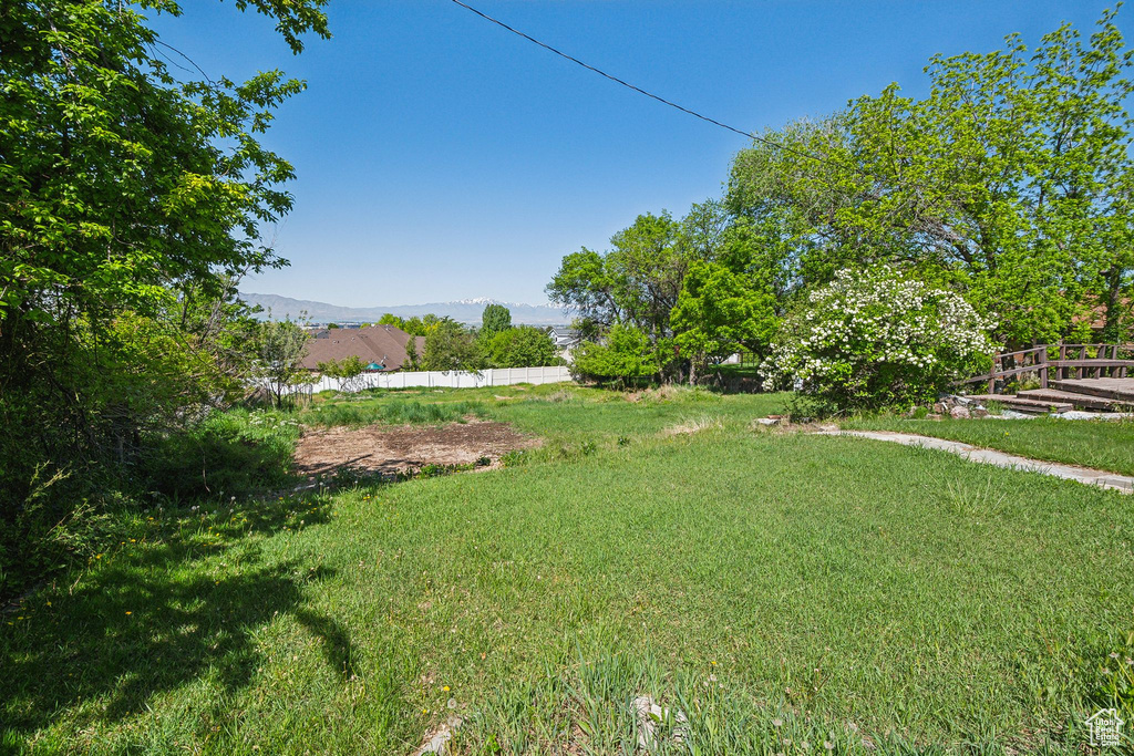 View of yard with a mountain view
