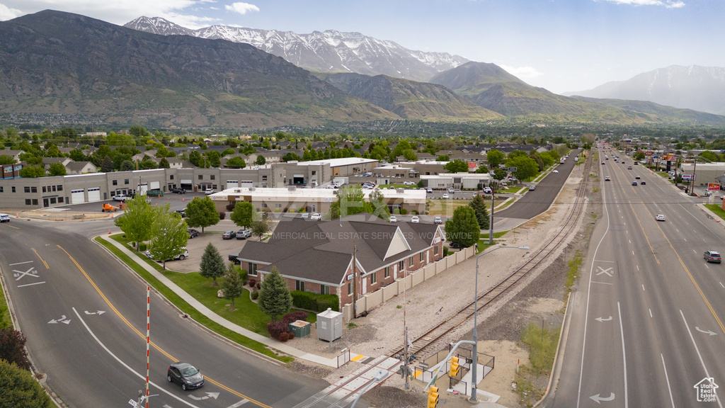 View of mountain background with nearby suburban area
