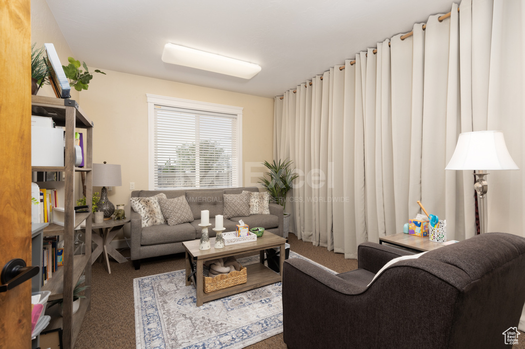 View of carpeted living area