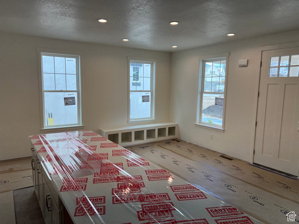 Entrance foyer featuring a textured ceiling and recessed lighting