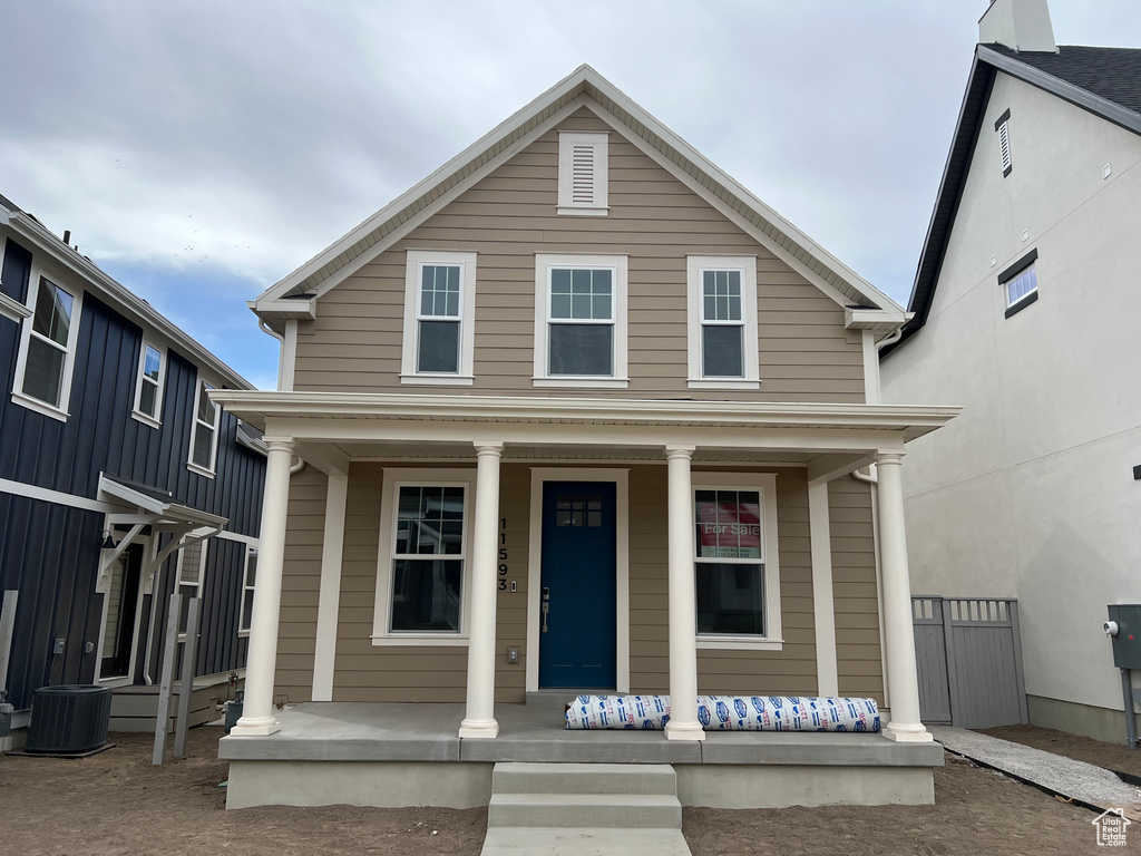 View of front facade featuring a porch