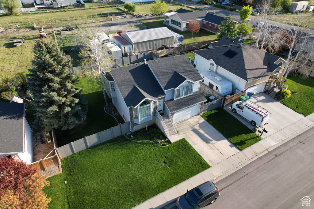 Aerial perspective of suburban area