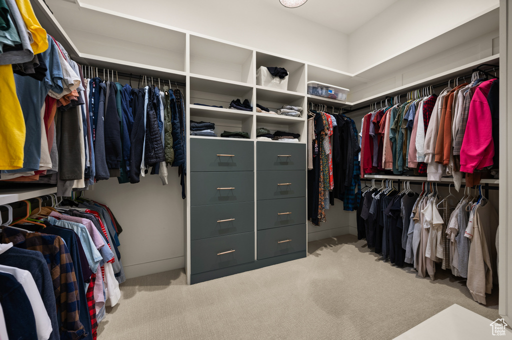 Walk in closet featuring carpet