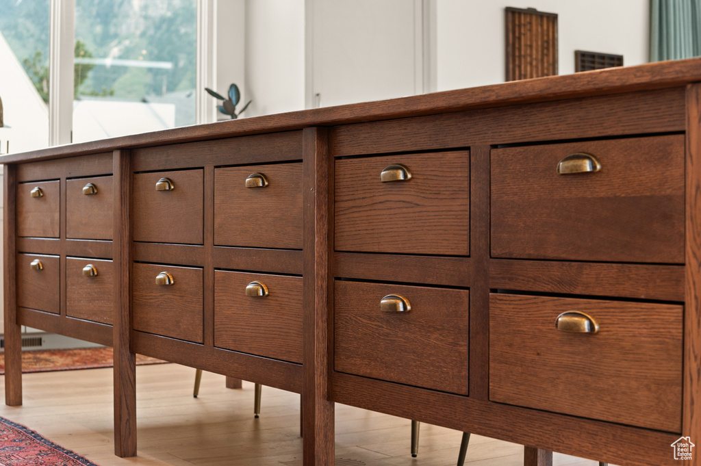 Detailed view of wood finished floors