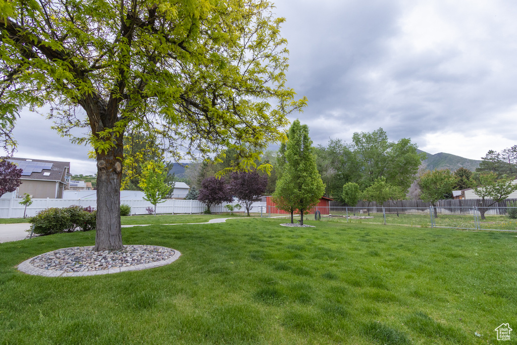 View of yard featuring a mountain view
