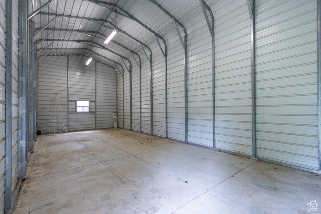 Garage with metal wall