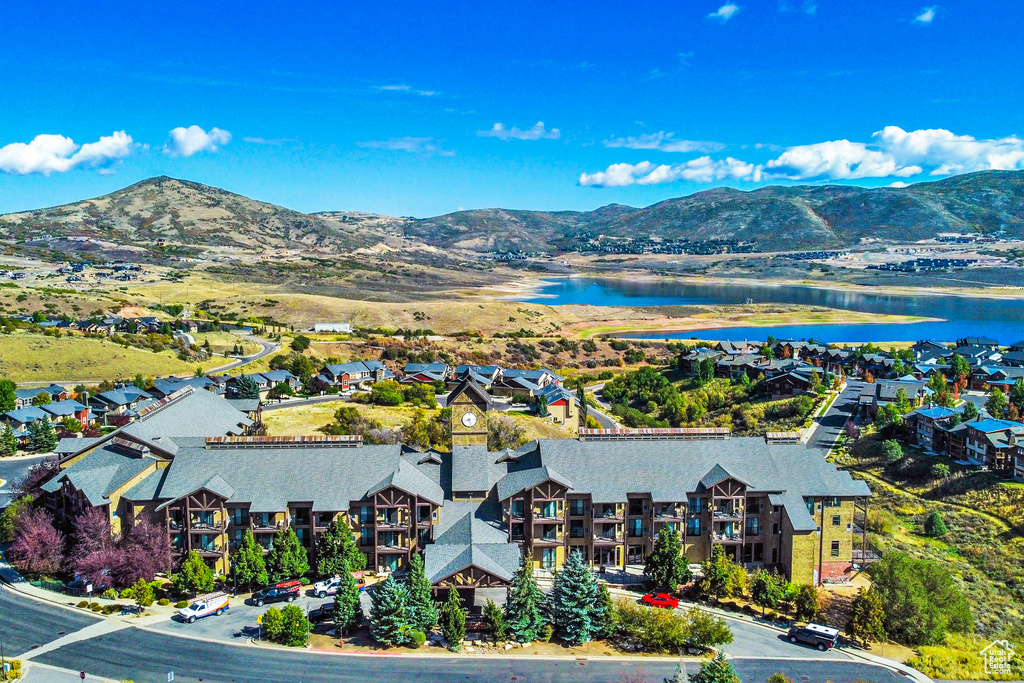 Drone / aerial view of a water and mountain view