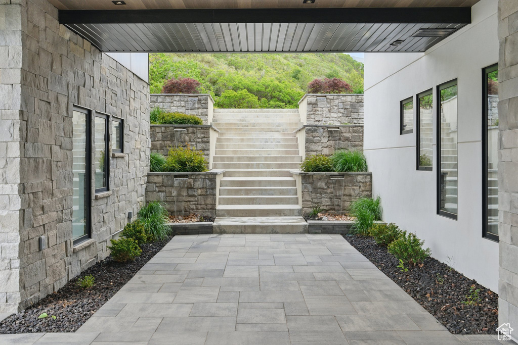 View of patio / terrace featuring stairway