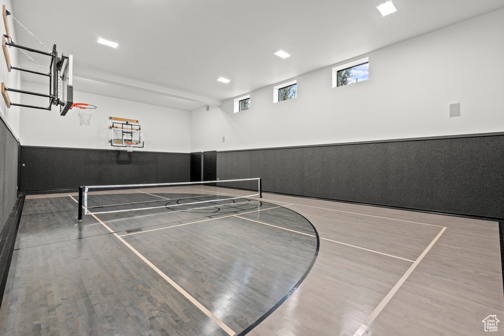 View of basketball court with community basketball court and a tennis court