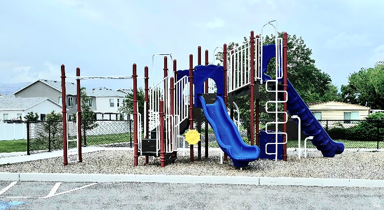 Communal playground with fence