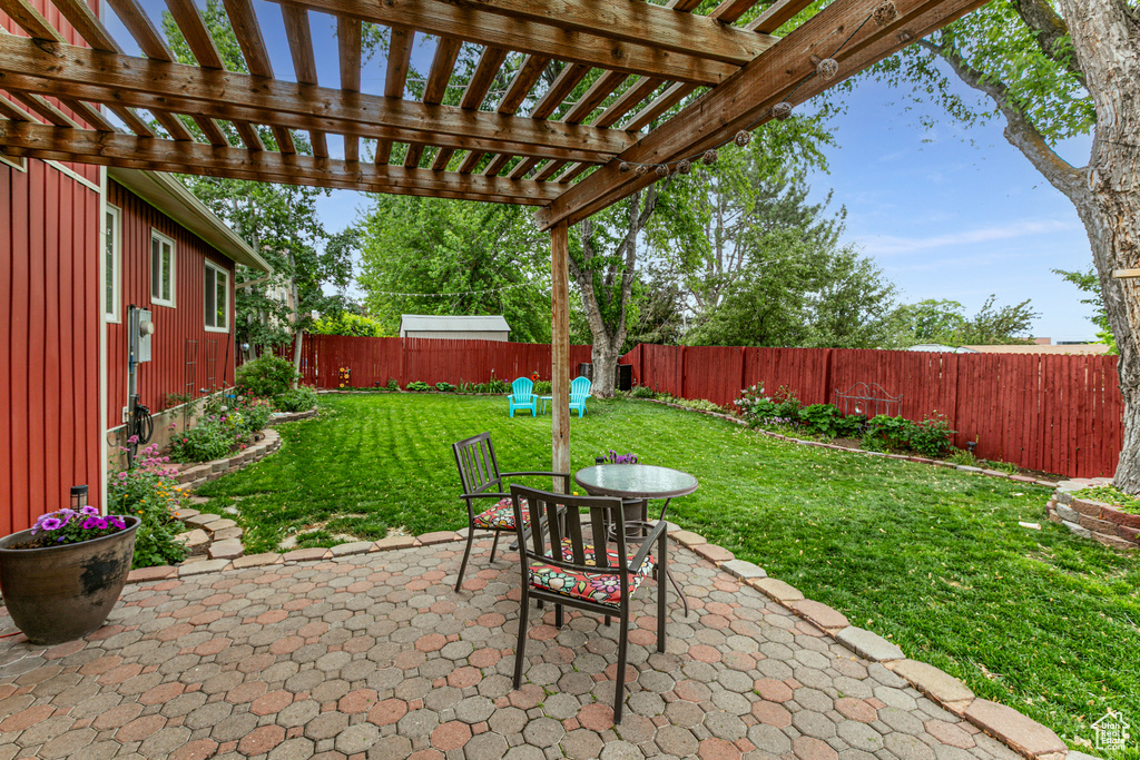 View of patio / terrace featuring a pergola