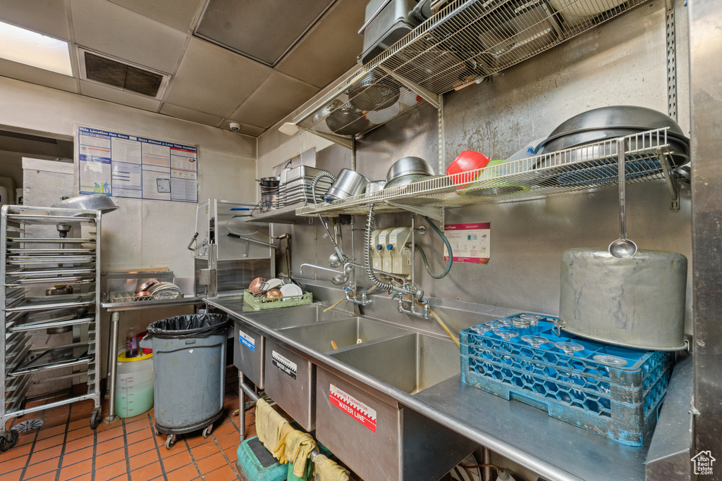 Kitchen with tile patterned floors