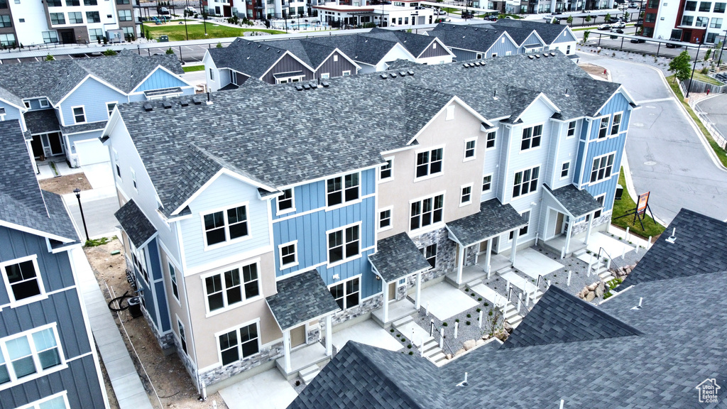 Aerial perspective of suburban area