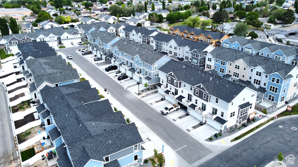Aerial perspective of suburban area