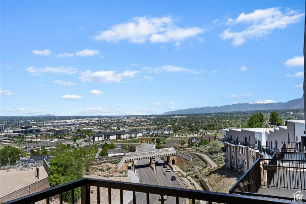 Balcony with a mountain view