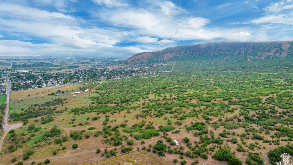 Bird\'s eye view of a mountain backdrop