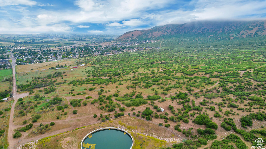 Aerial view of a mountainous background