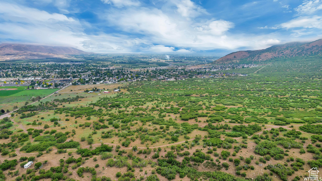 Drone / aerial view of a mountain backdrop