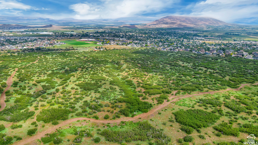 Aerial view of a mountainous background