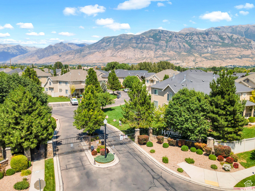 View of mountain background with nearby suburban area