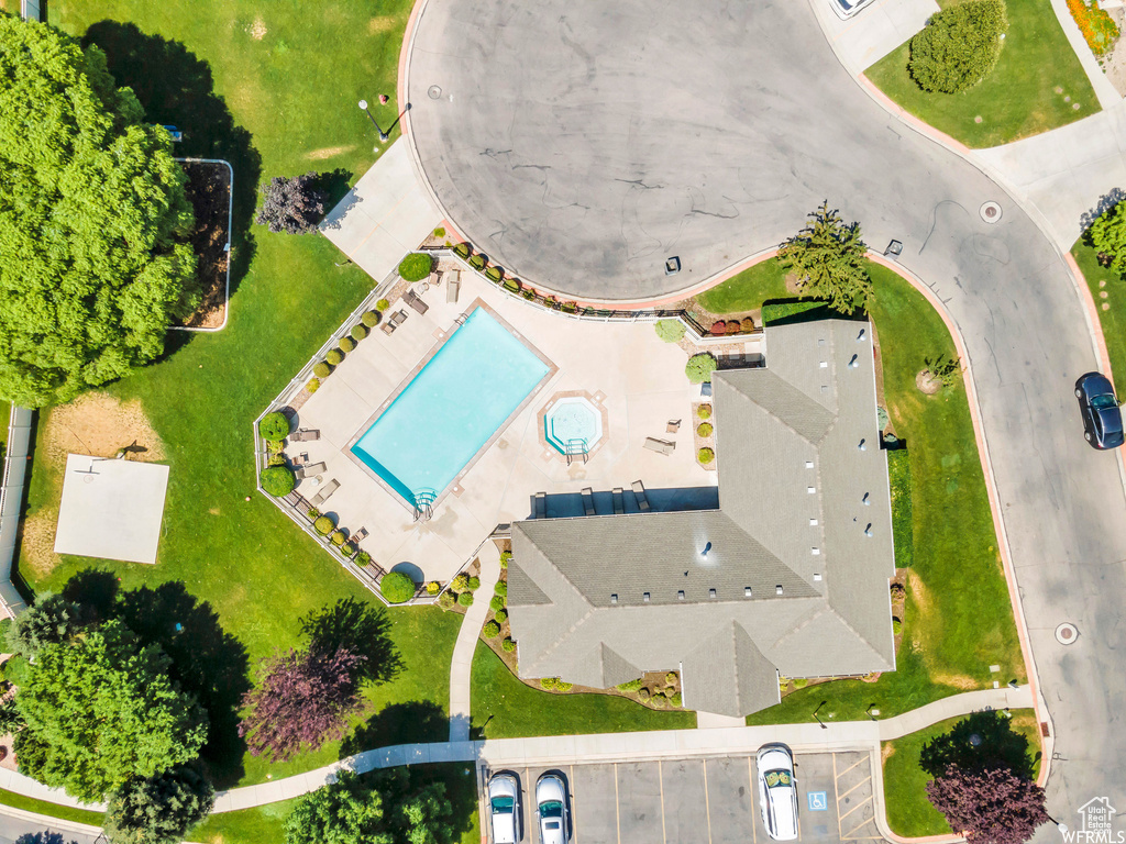 Aerial view of a pool area