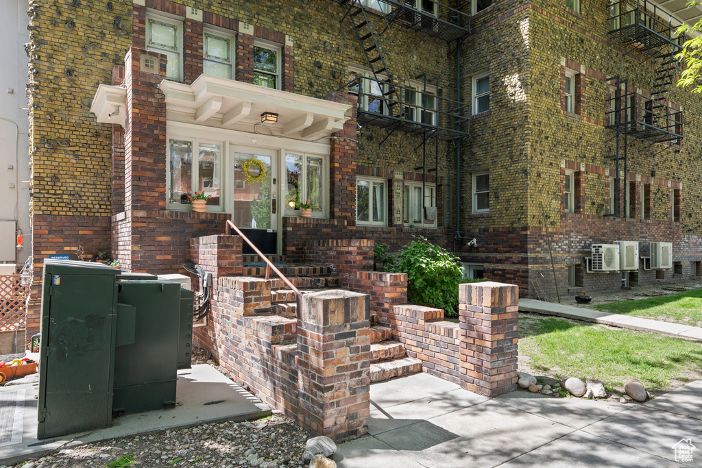 View of front of property featuring brick siding