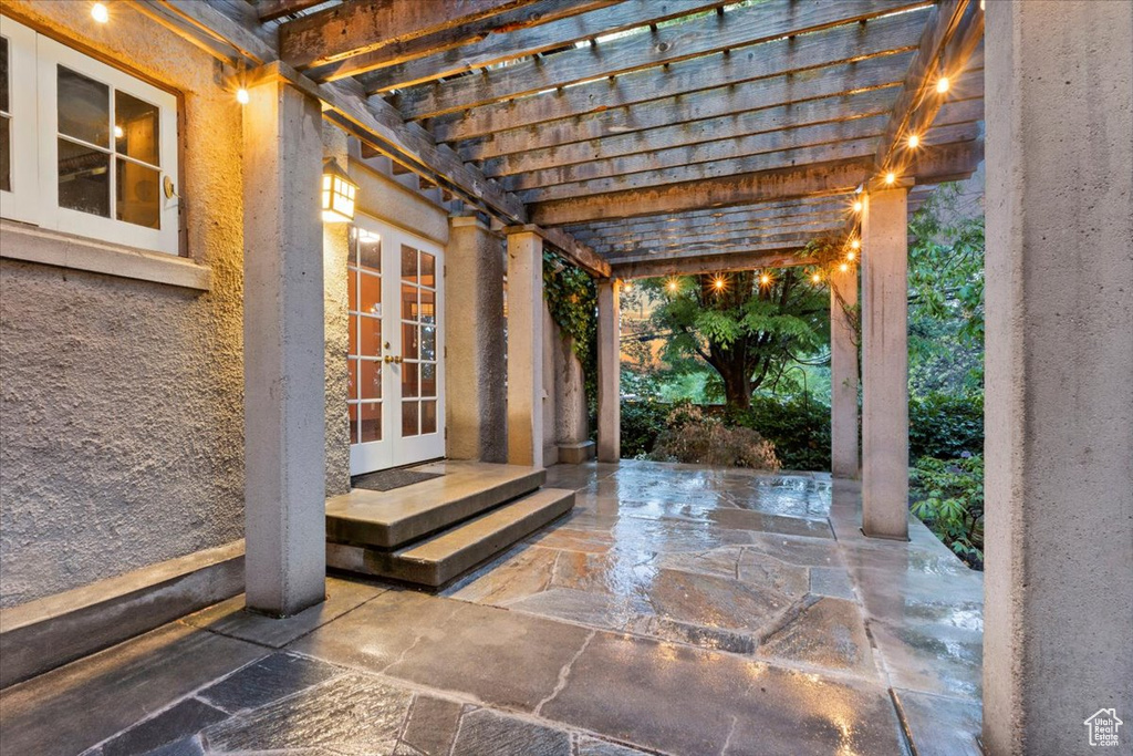 View of patio with french doors