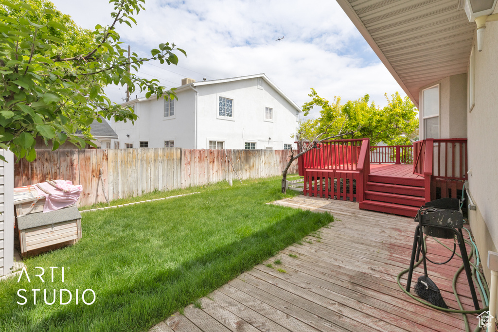 View of yard featuring a deck