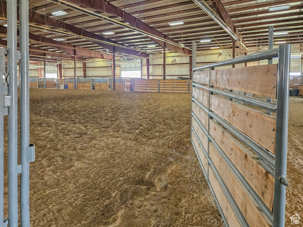 View of horse barn