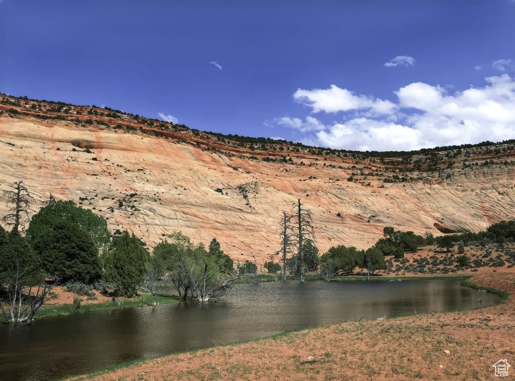 Water view with a mountainous background
