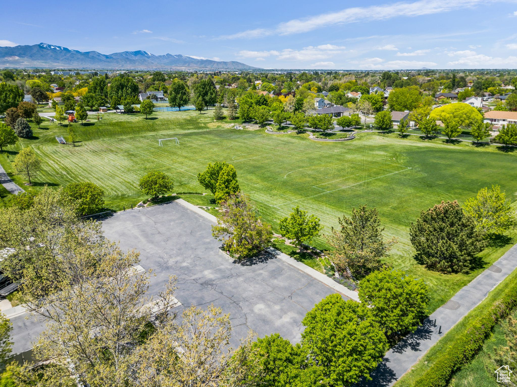 Drone / aerial view of a mountain backdrop