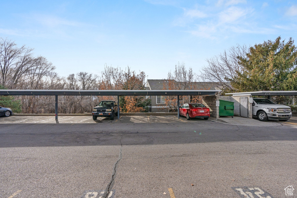 View of covered parking lot