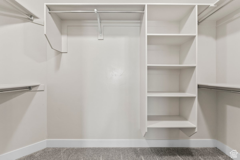 Spacious closet with carpet floors