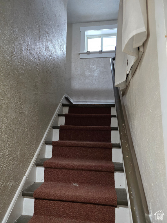 Stairway with a textured wall