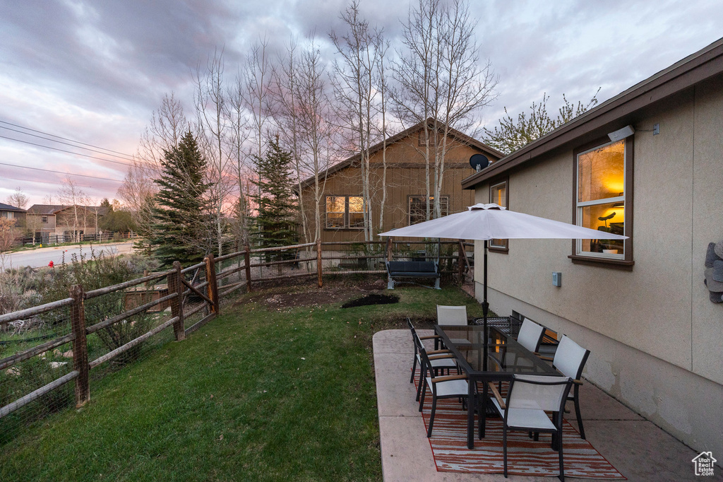 View of yard with a patio