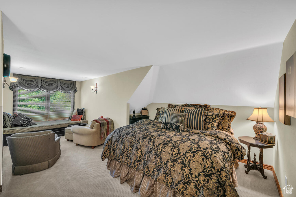 Bedroom featuring carpet