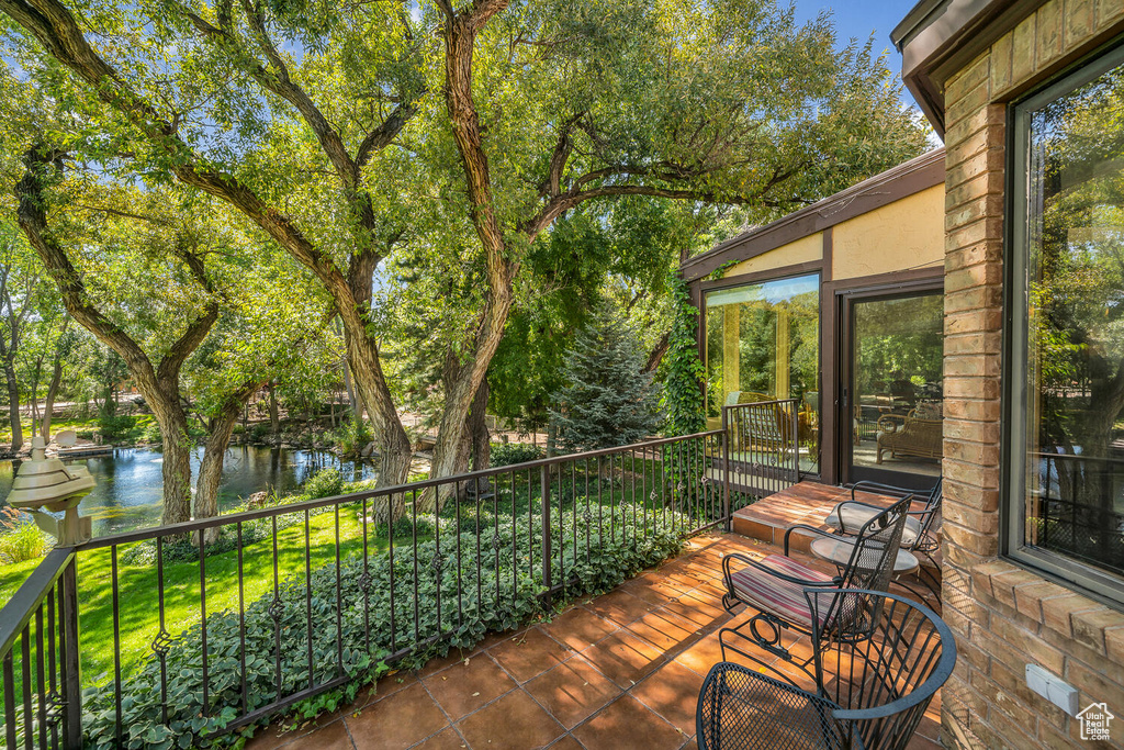 Deck featuring a water view