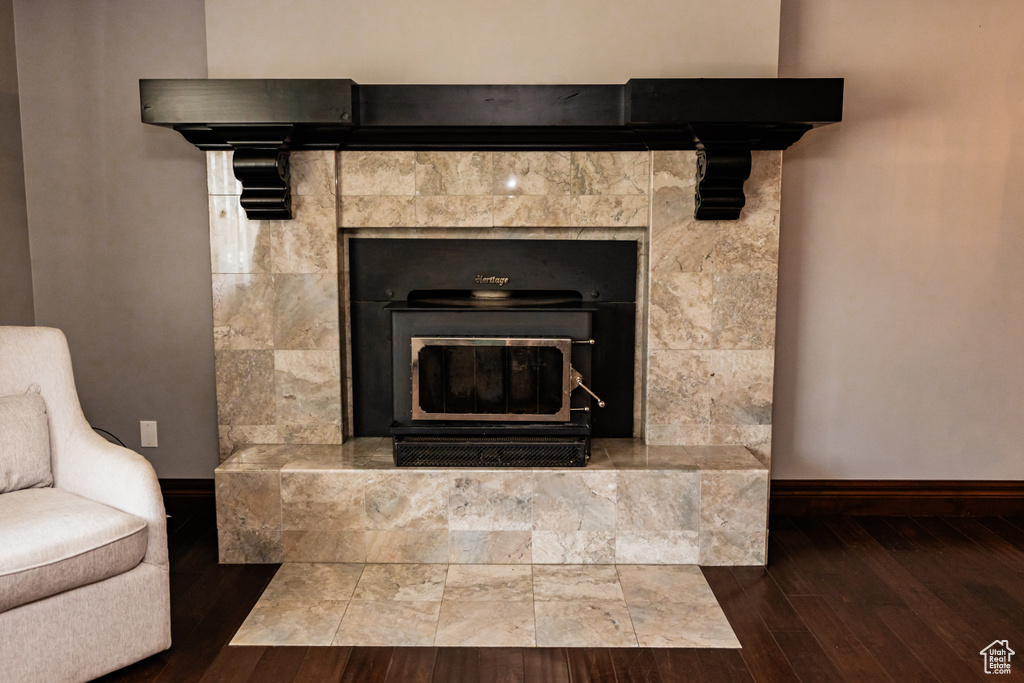 Detailed view of baseboards and wood finished floors